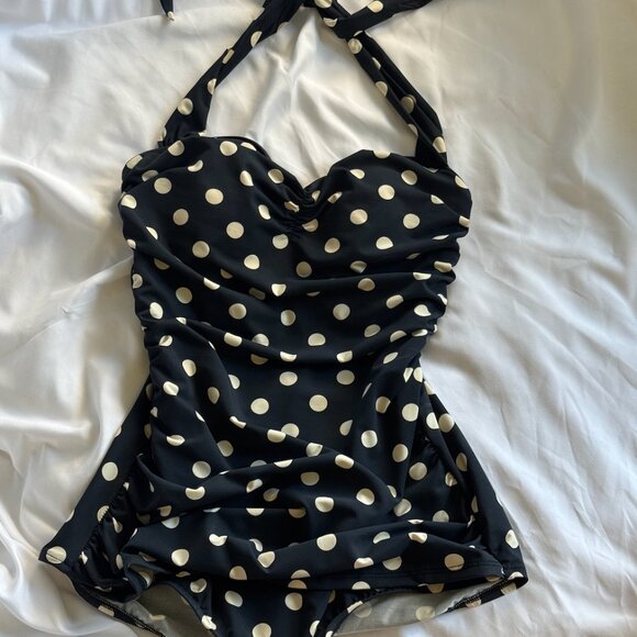 Esther Williams Other - Esther Williams Halter Sheath 1950s Retro Polka Dot Swimsuit sz 12